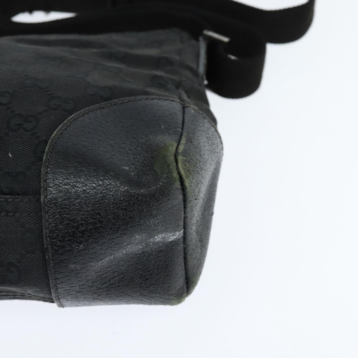 GUCCI GG Canvas Shoulder Bag Black Silver 114273 Auth 147943