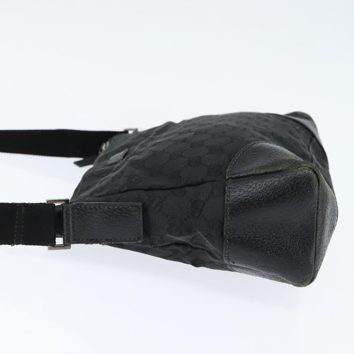 GUCCI GG Canvas Shoulder Bag Black Silver 114273 Auth 147943