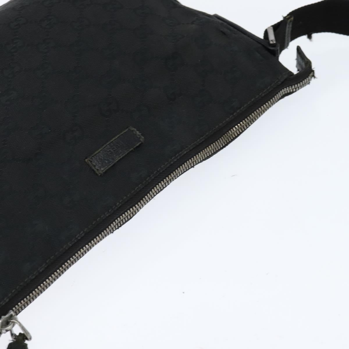 GUCCI GG Canvas Shoulder Bag Black Silver 114273 Auth 147943