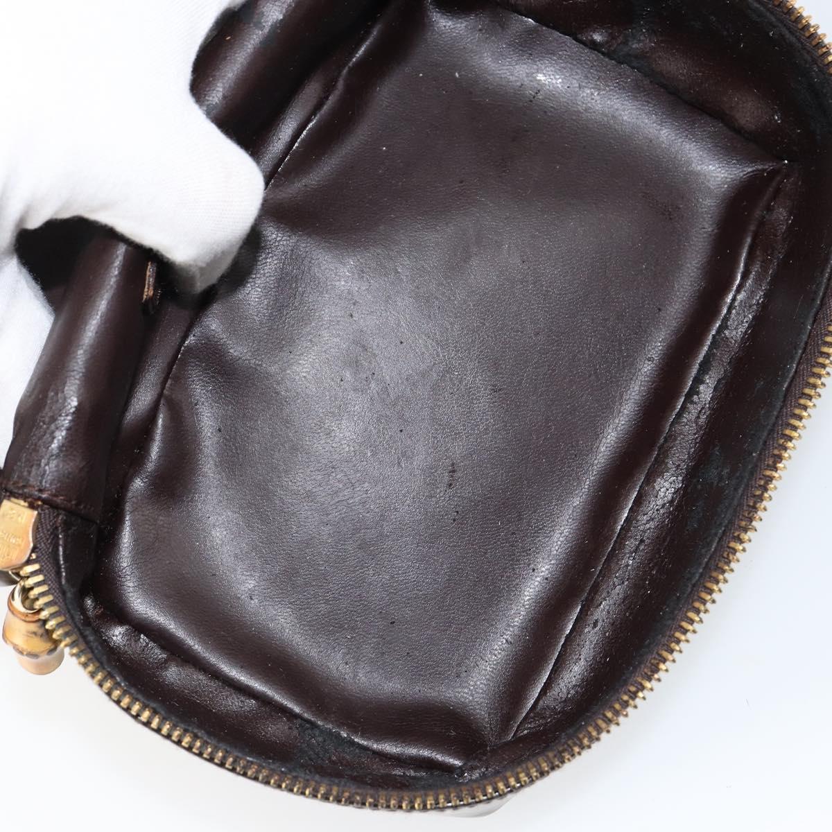 GUCCI Bamboo Vanity Hand Bag Leather Brown Gold 032 1705 0151 Auth 147944