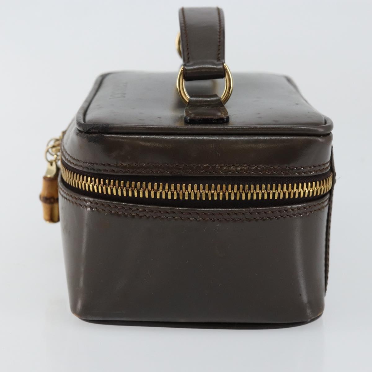 GUCCI Bamboo Vanity Hand Bag Leather Brown Gold 032 1705 0151 Auth 147944