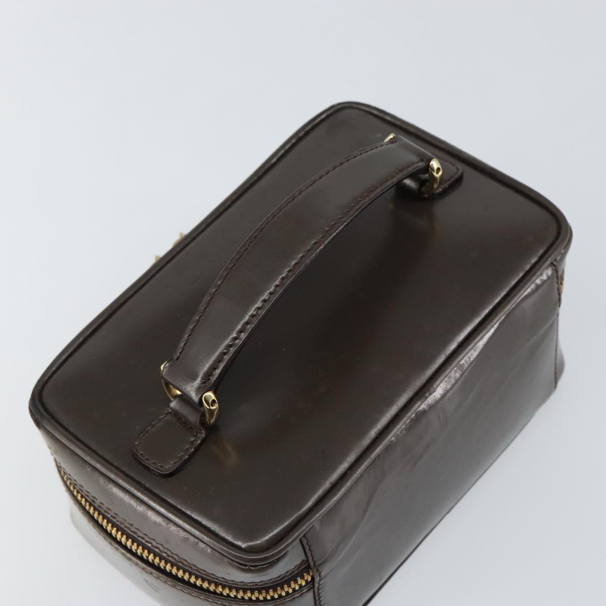 GUCCI Bamboo Vanity Hand Bag Leather Brown Gold 032 1705 0151 Auth 147944