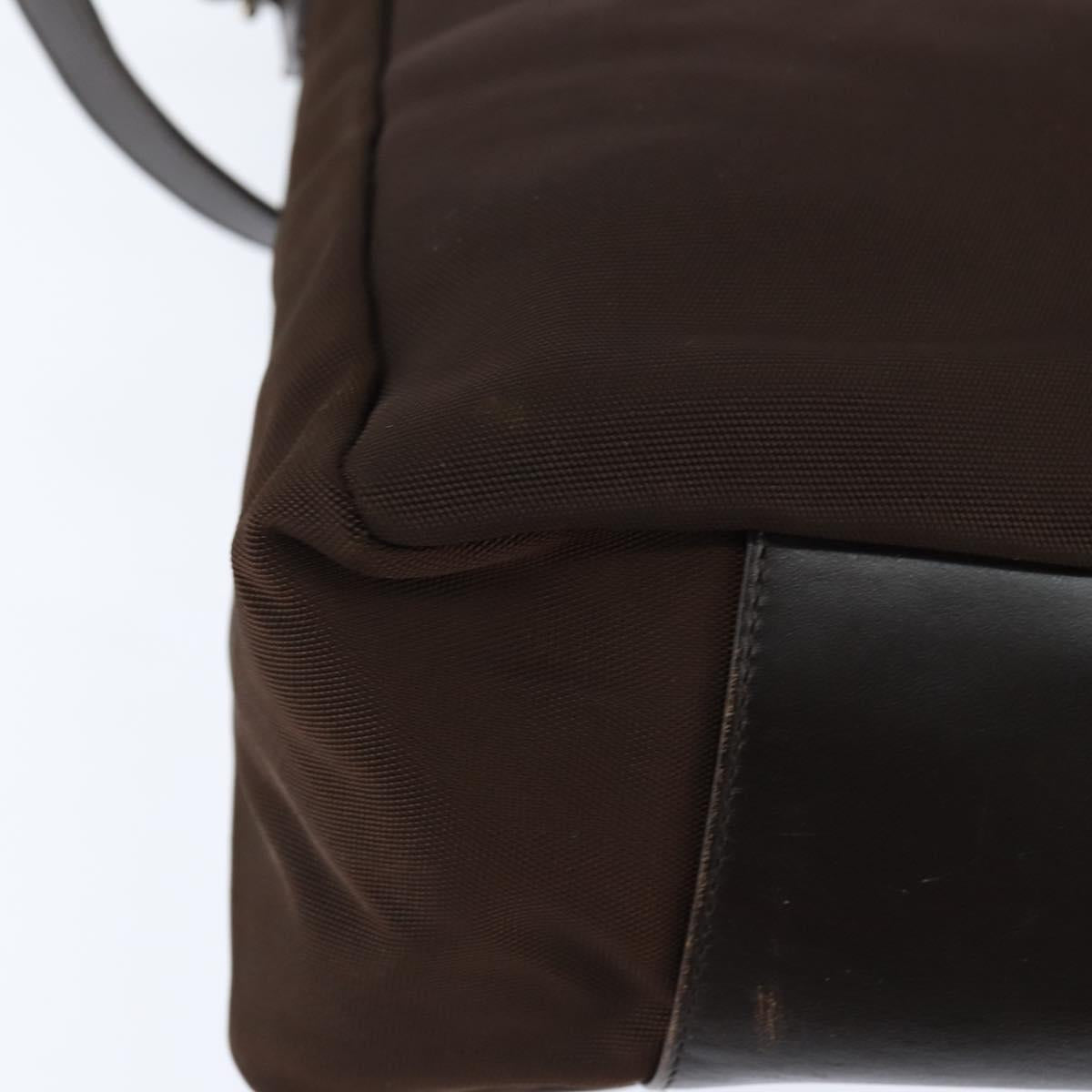 GUCCI Bamboo Hand Bag Nylon 2way Brown Silver 000 2404 Auth 147946