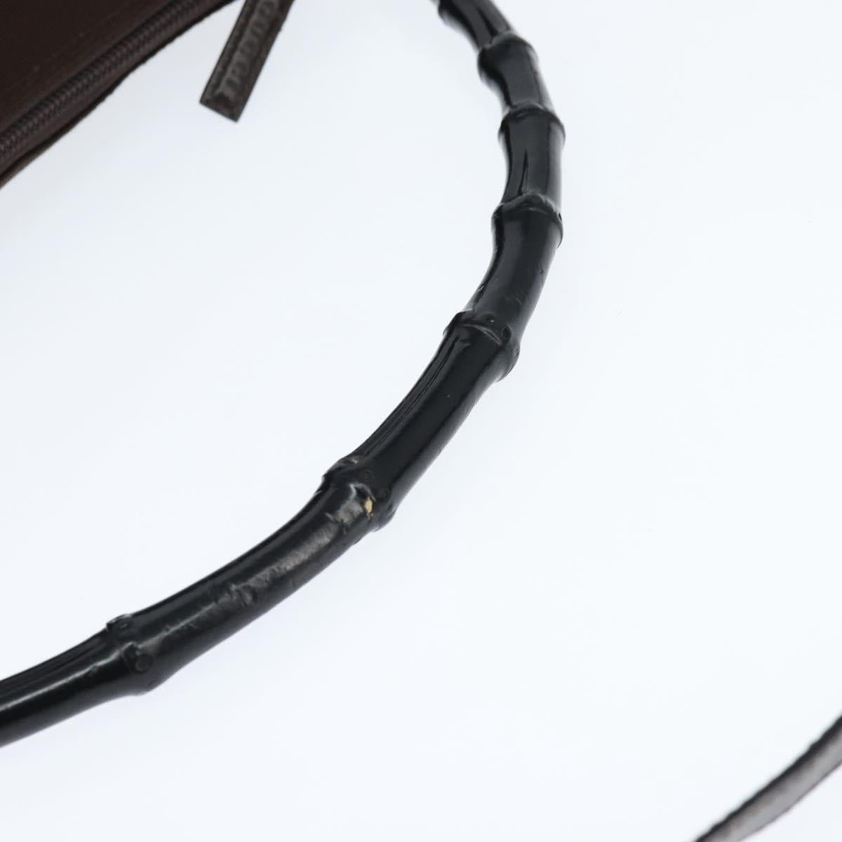 GUCCI Bamboo Hand Bag Nylon 2way Brown Silver 000 2404 Auth 147946