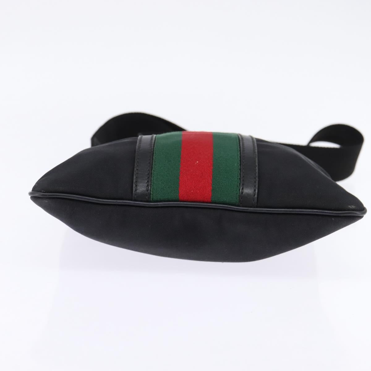 GUCCI Web Sherry Line Shoulder Bag Nylon Black 181068 Auth 147947