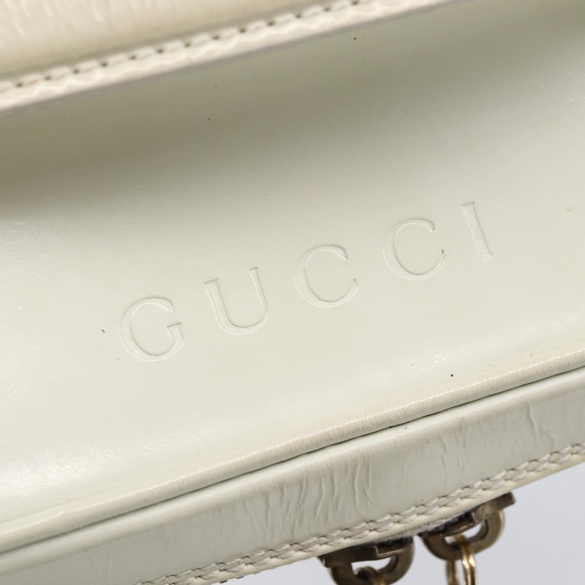 GUCCI Bamboo Vanity Hand Bag Leather White Gold 032 1956 0151 Auth 147948