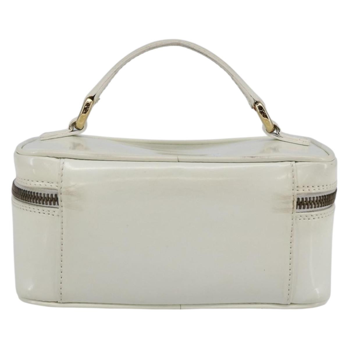 GUCCI Bamboo Vanity Hand Bag Leather White Gold 032 1956 0151 Auth 147948