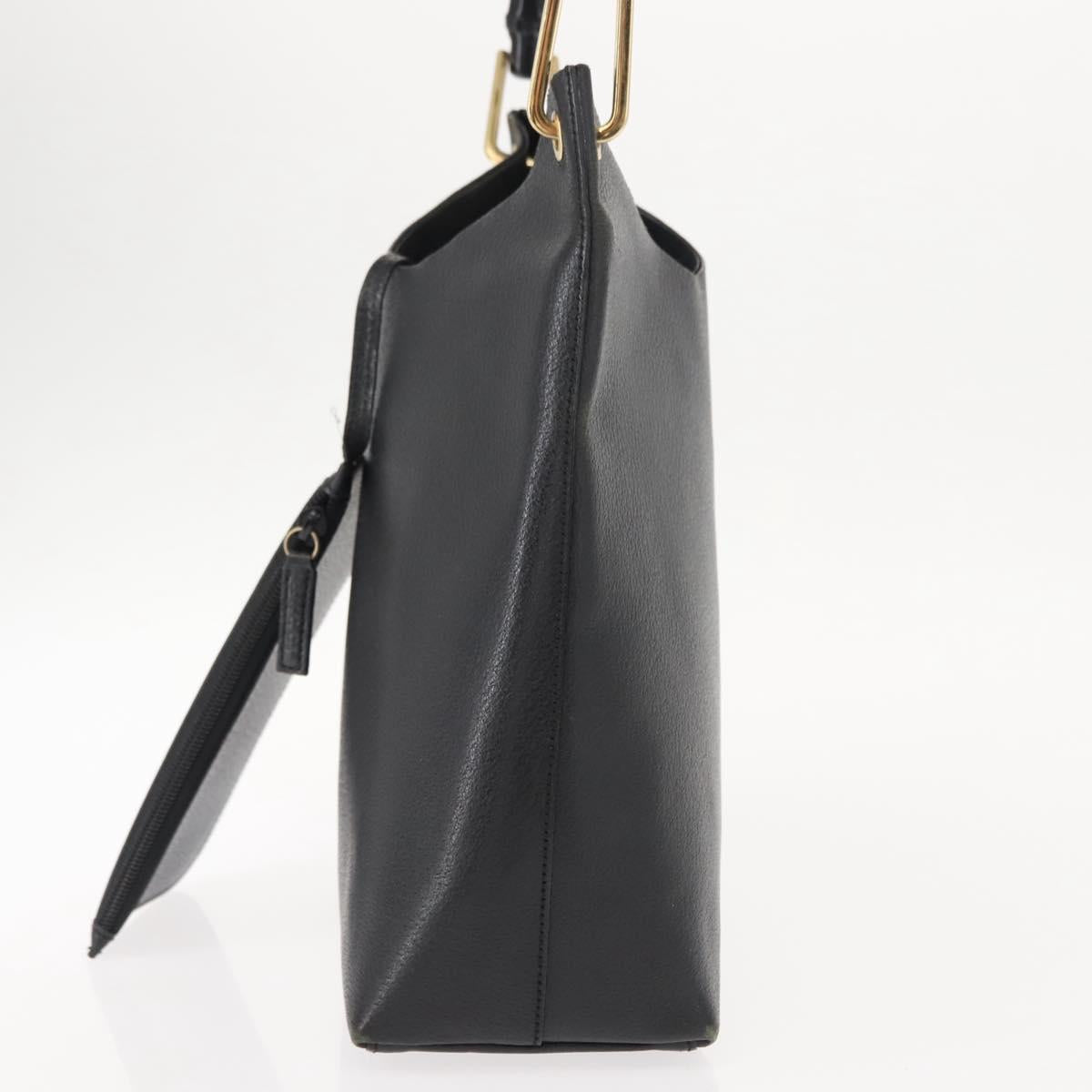 GUCCI Bamboo Shoulder Bag Leather Black Gold 001 2113 1880 Auth 147949