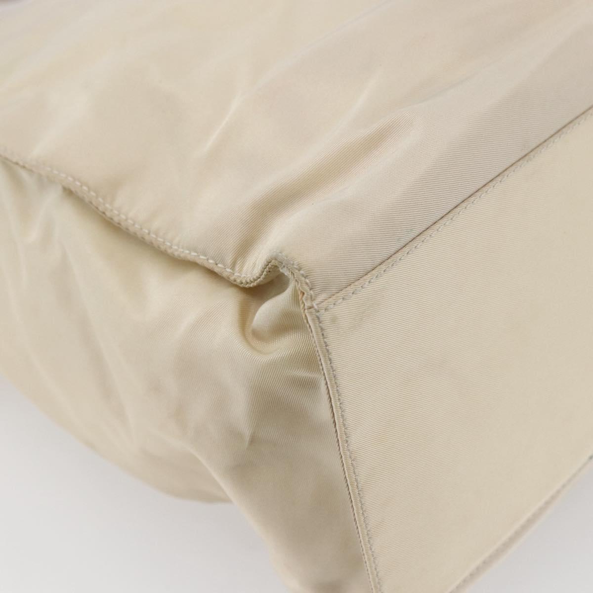 PRADA Tote Bag Nylon Ivory Silver Auth 147950