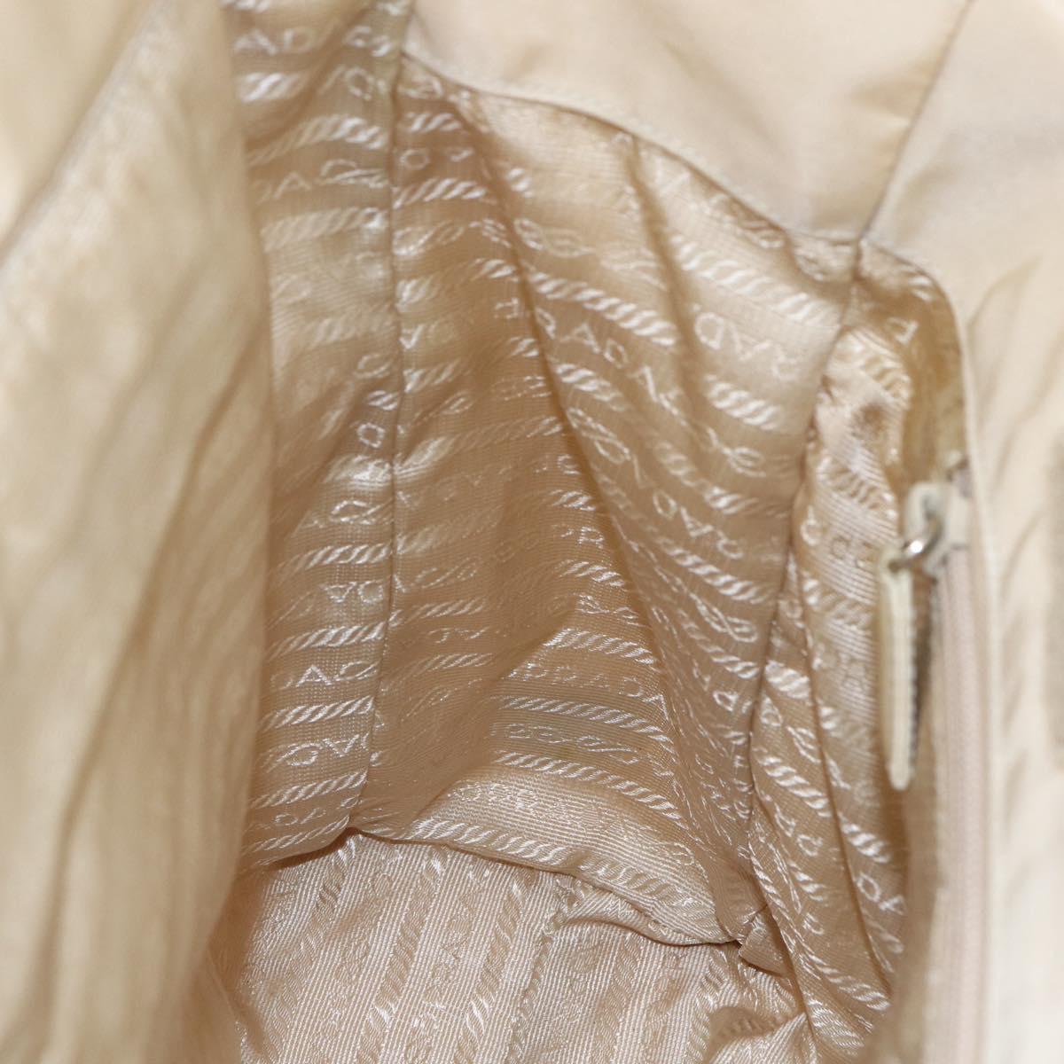 PRADA Tote Bag Nylon Ivory Silver Auth 147950