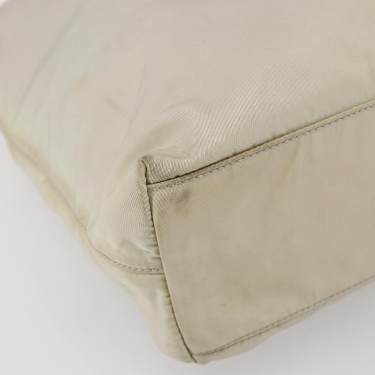 PRADA Tote Bag Nylon Ivory Silver Auth 147951