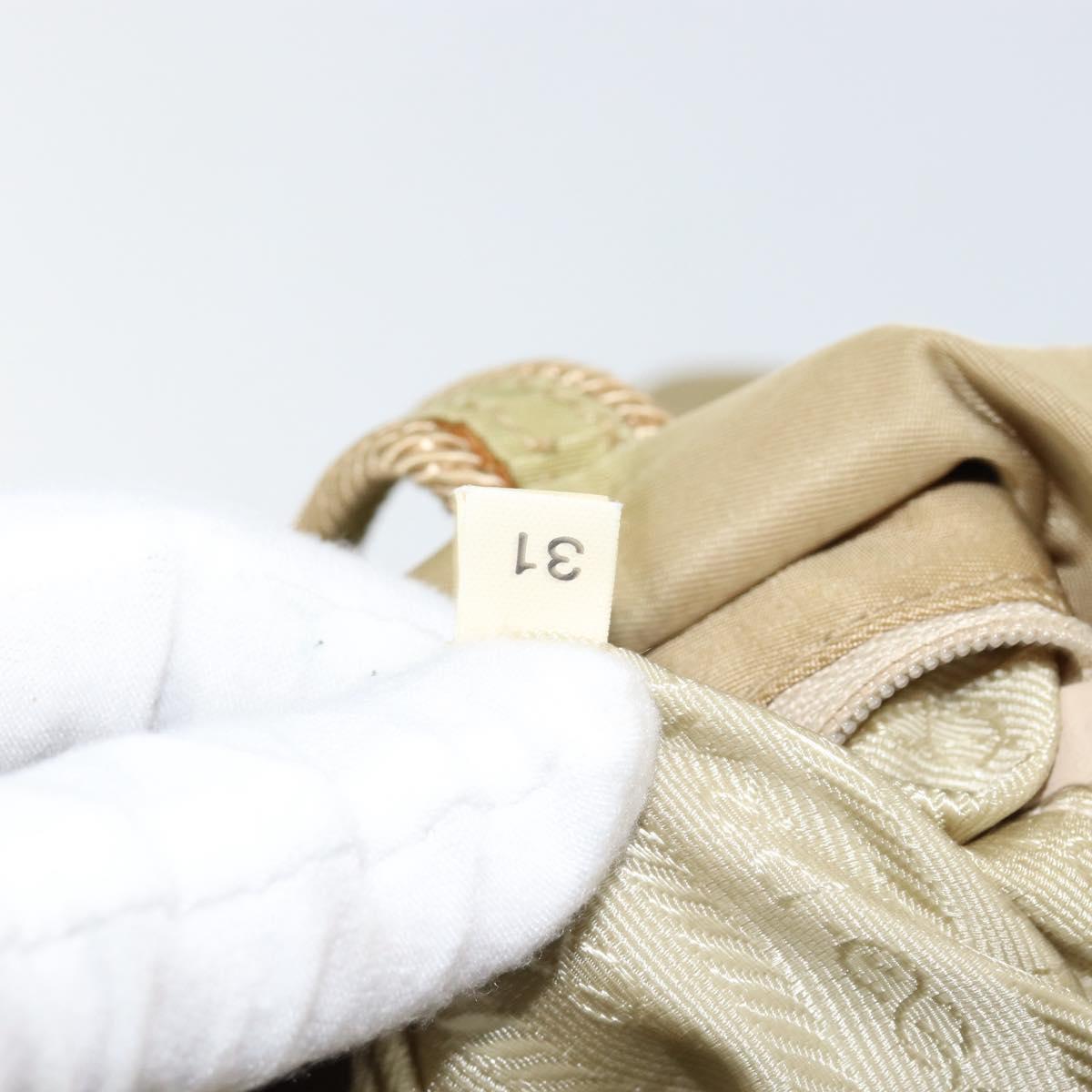 PRADA Tote Bag Nylon Beige Silver Auth 147952