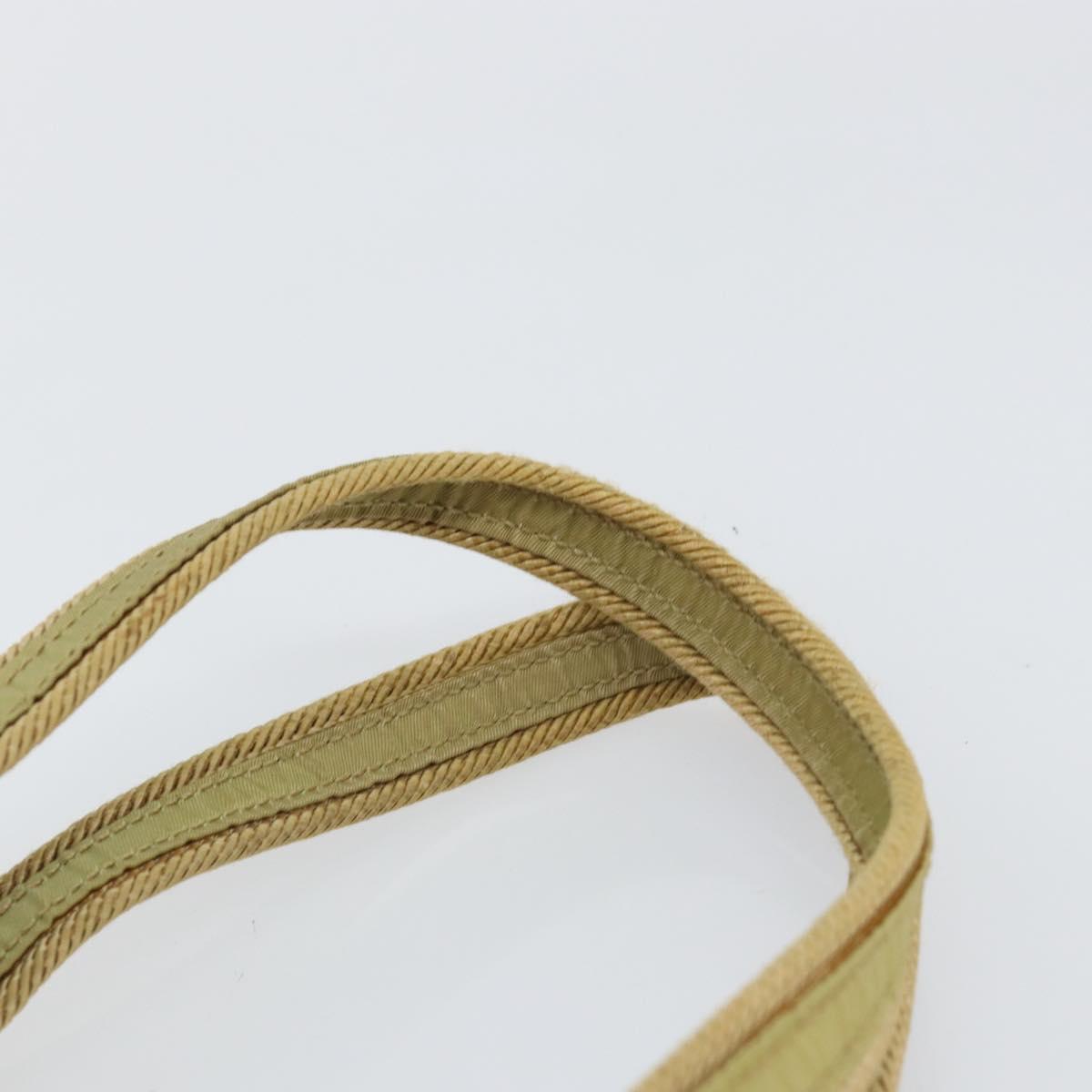 PRADA Tote Bag Nylon Beige Silver Auth 147952