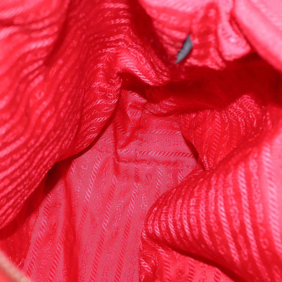 PRADA Tote Bag Nylon 2way Red Gold Auth 147953