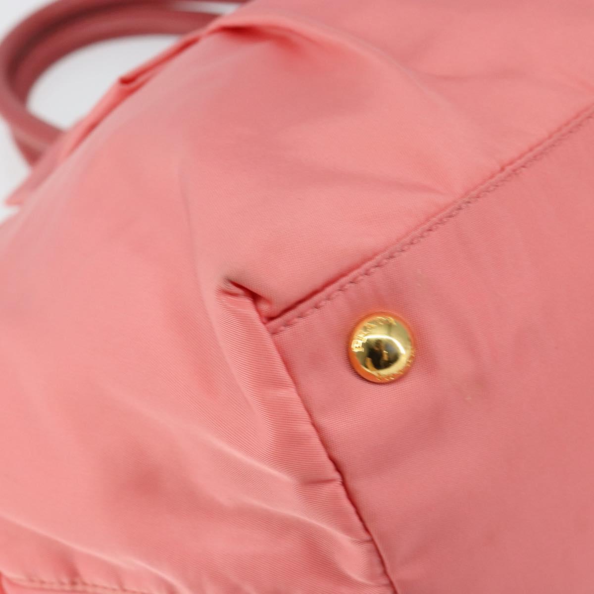 PRADA Tote Bag Nylon Pink Gold Auth 147954
