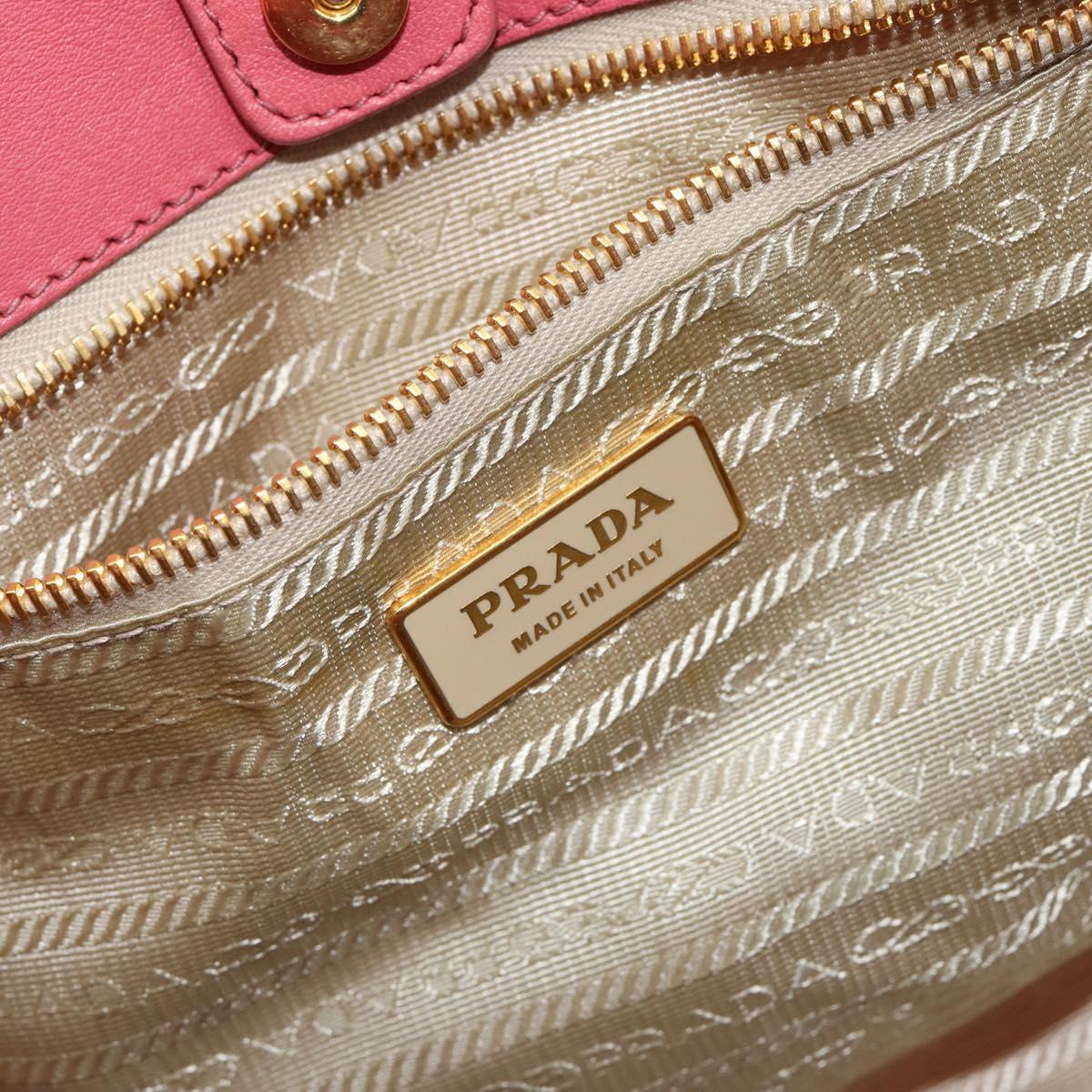 PRADA Tote Bag Nylon Pink Gold Auth 147954