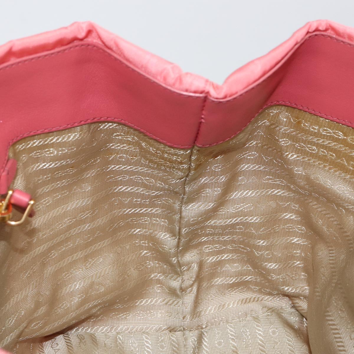 PRADA Tote Bag Nylon Pink Gold Auth 147954