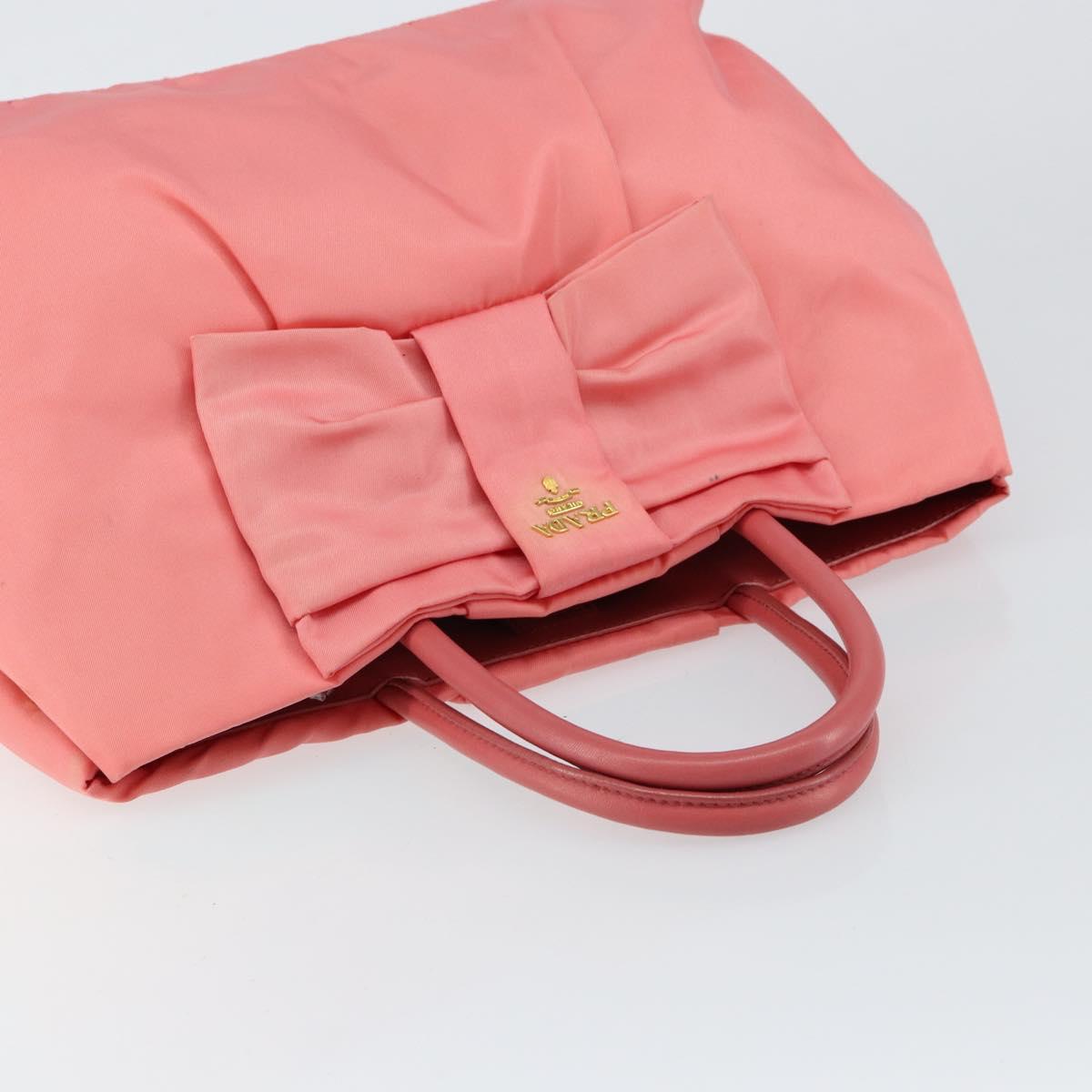 PRADA Tote Bag Nylon Pink Gold Auth 147954