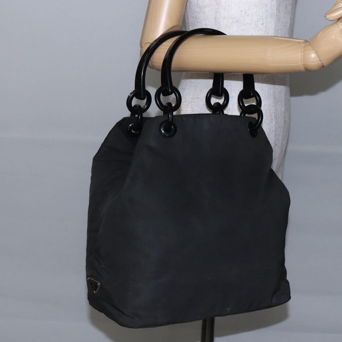 PRADA Tote Bag Nylon Black Auth 147955