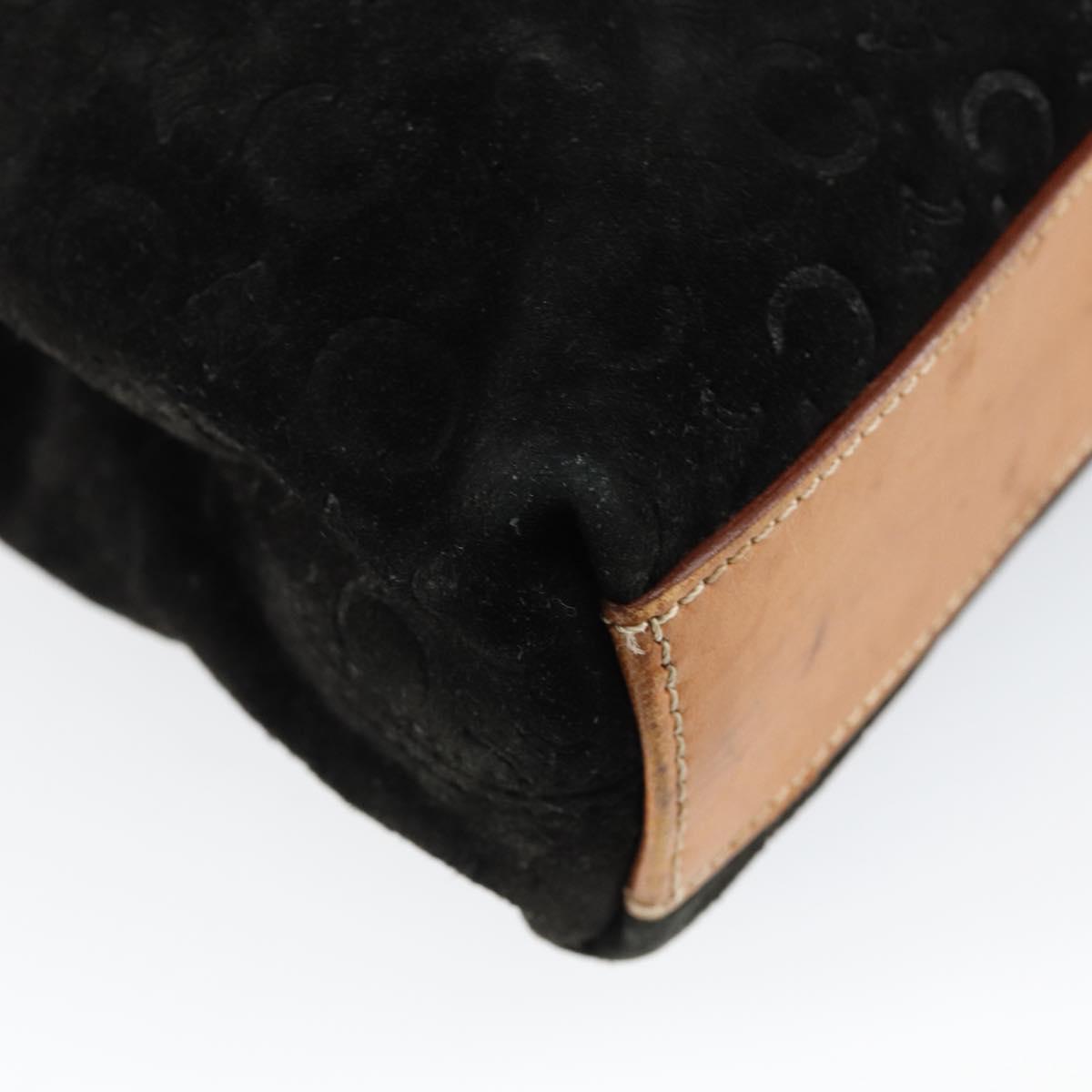 CELINE C Sulky Hand Bag Suede Black Silver Auth 147956