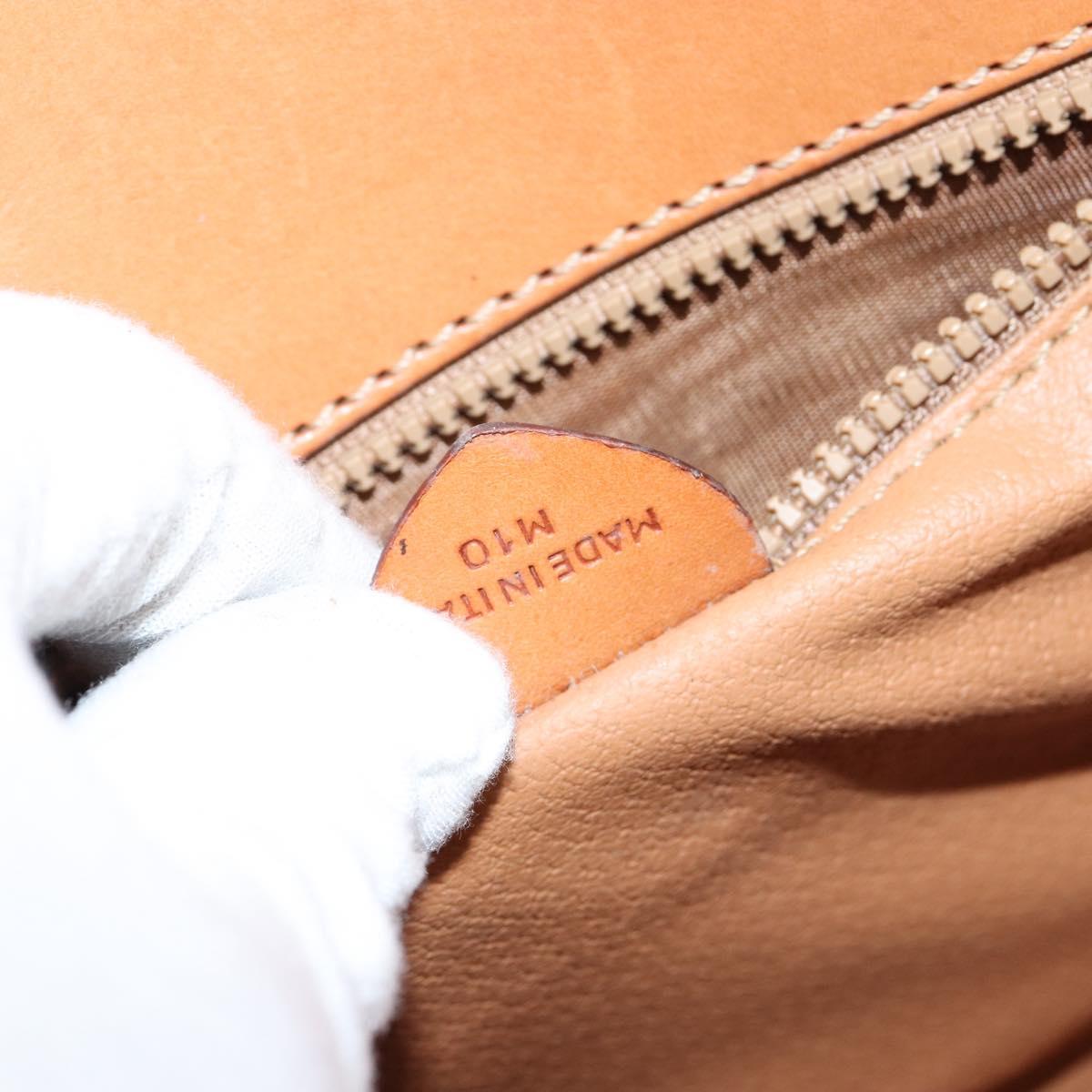 CELINE Macadam Canvas Circle Shoulder Bag PVC Leather Brown Gold Auth 147957