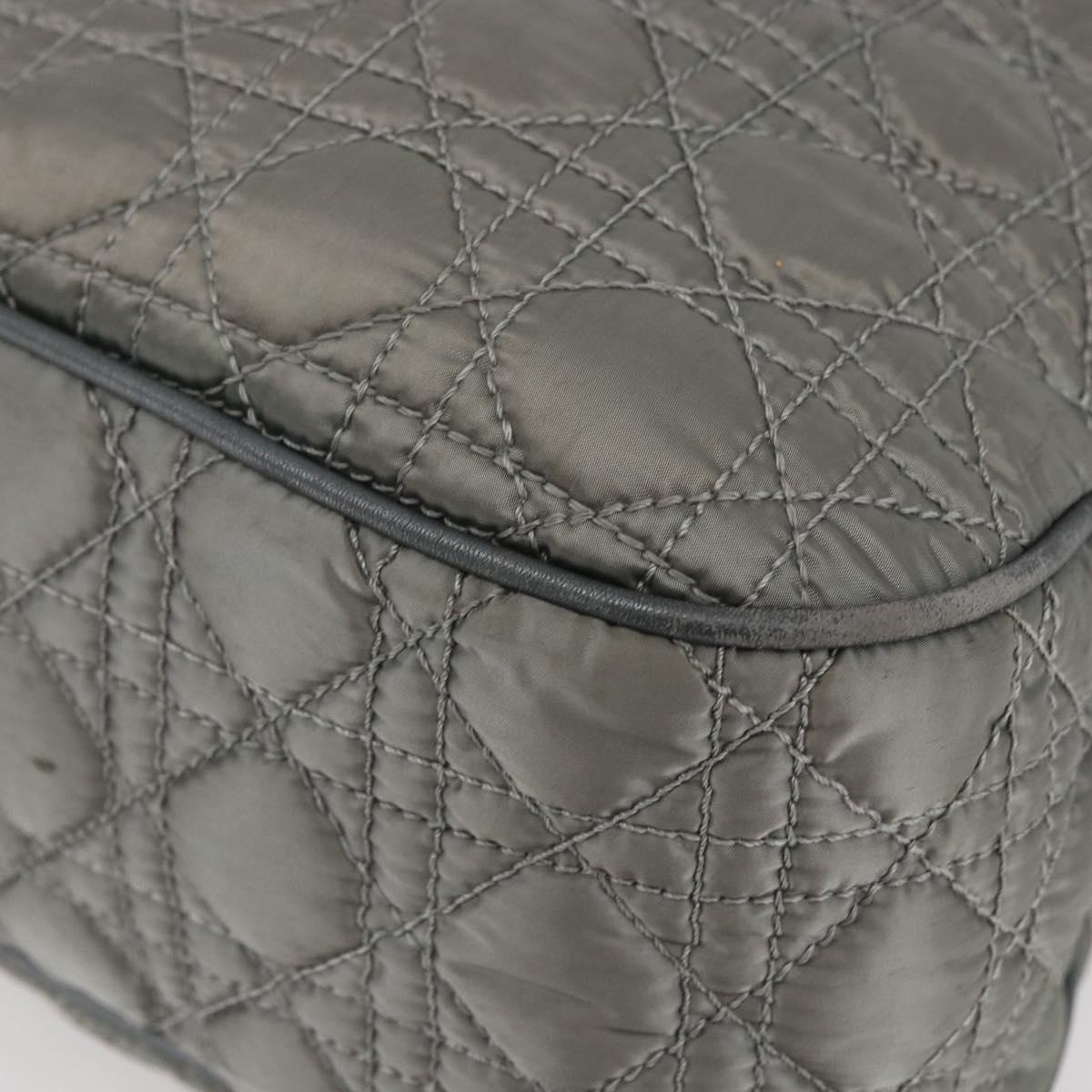 Christian Dior Canage Hand Bag Nylon Gray Silver Auth 147959