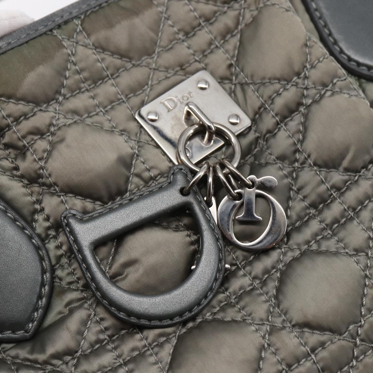 Christian Dior Canage Hand Bag Nylon Gray Silver Auth 147959