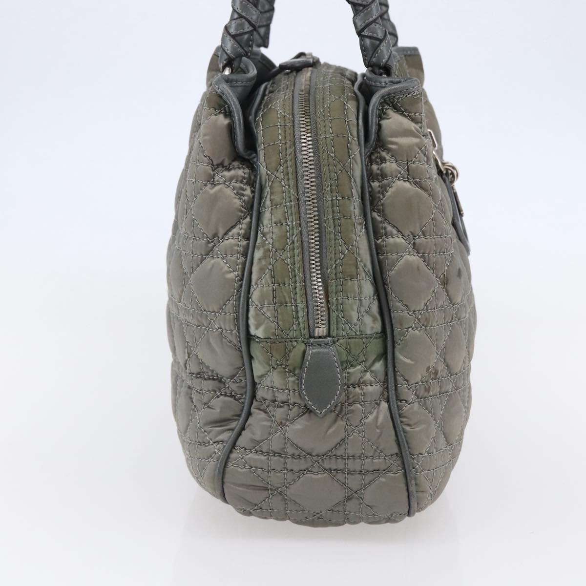 Christian Dior Canage Hand Bag Nylon Gray Silver Auth 147959