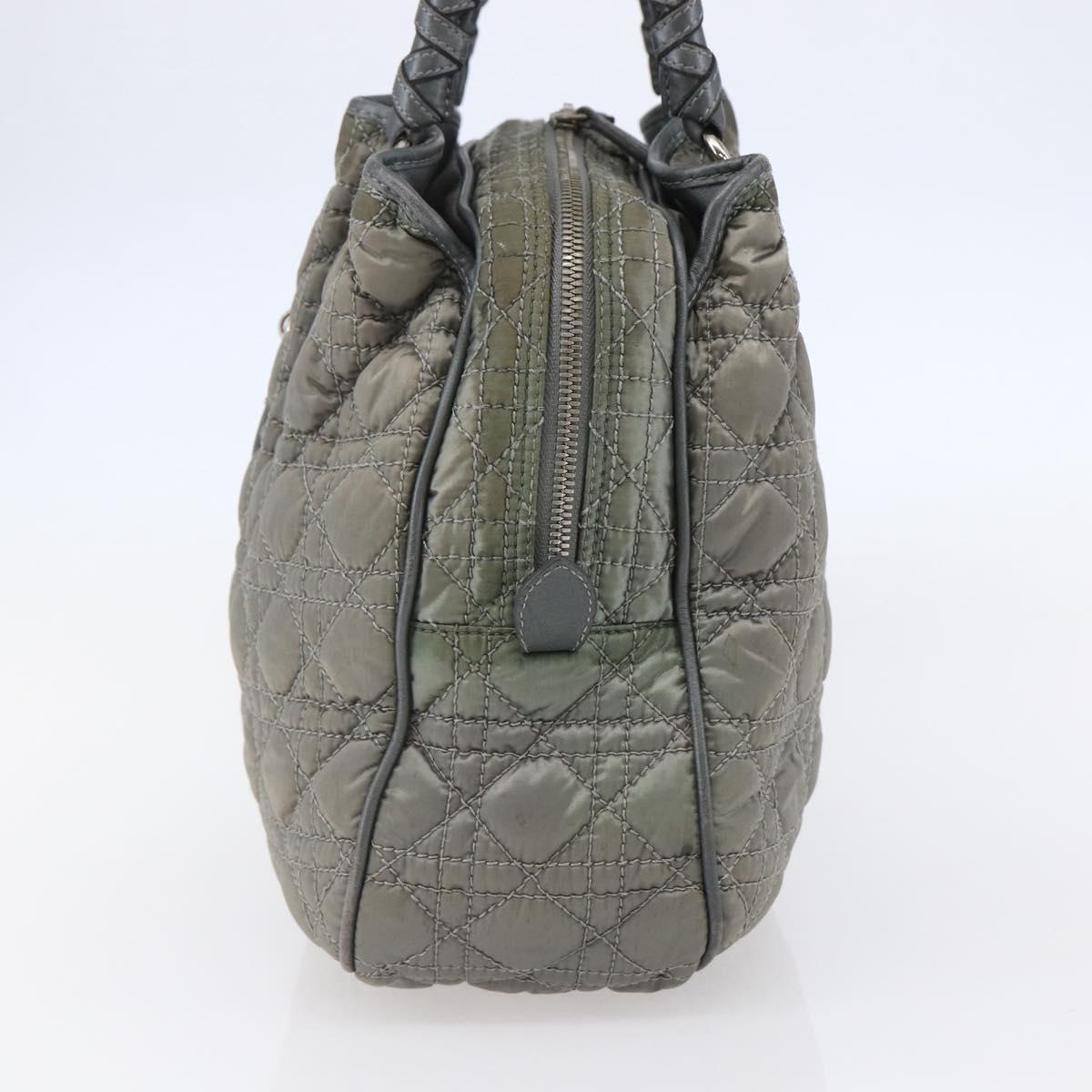 Christian Dior Canage Hand Bag Nylon Gray Silver Auth 147959