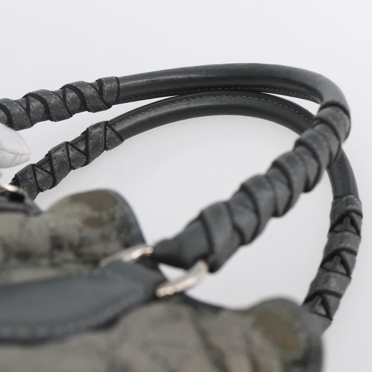 Christian Dior Canage Hand Bag Nylon Gray Silver Auth 147959