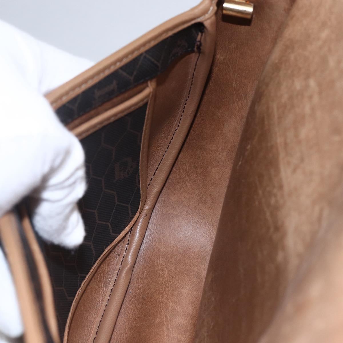 Christian Dior Honeycomb Canvas Shoulder Bag PVC Black Brown gold Auth 147960