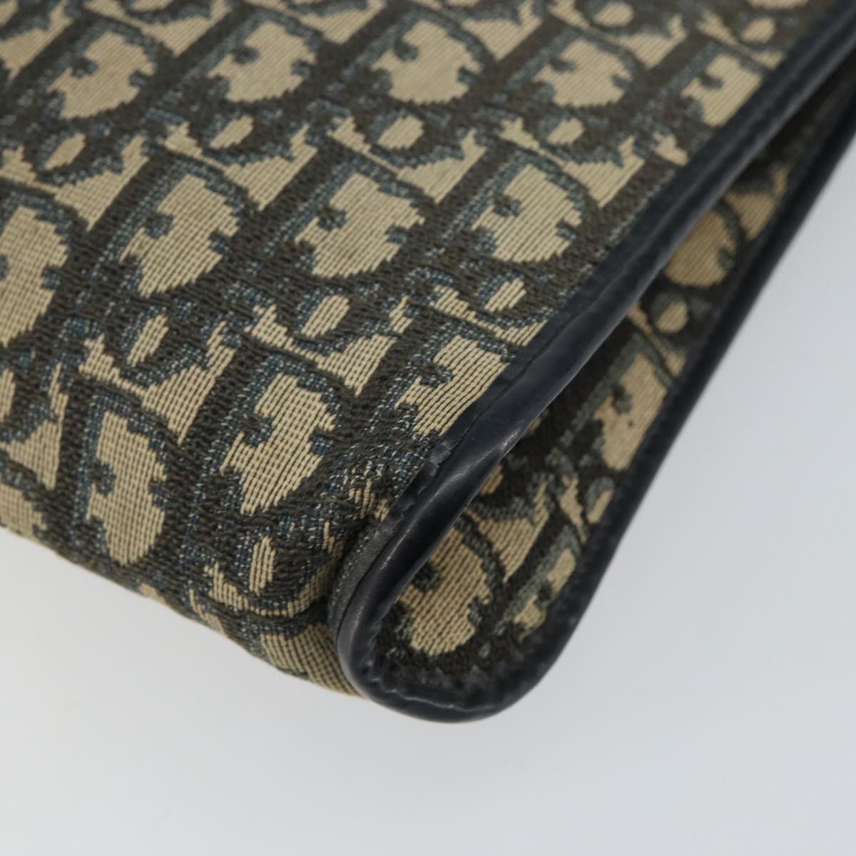 Christian Dior Trotter Canvas Shoulder Bag Navy Gold Auth 147961