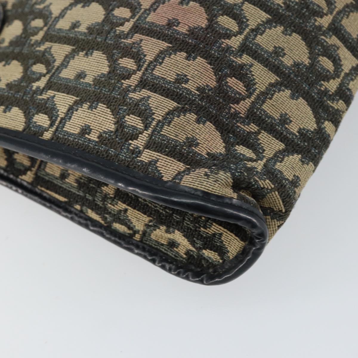 Christian Dior Trotter Canvas Shoulder Bag Navy Gold Auth 147961