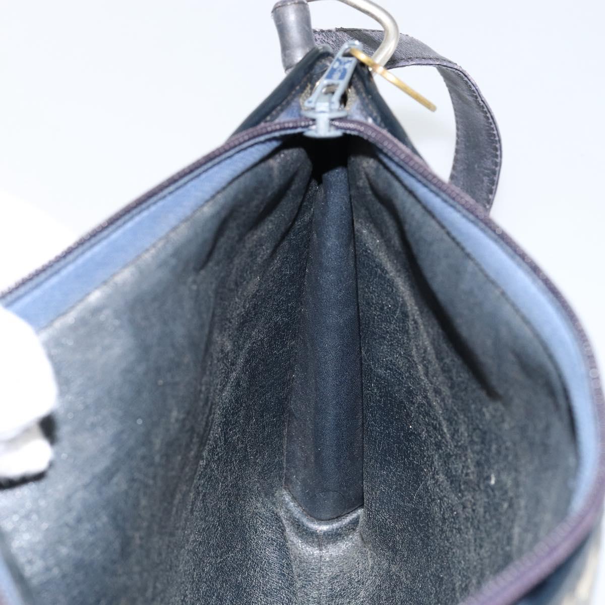 Christian Dior Trotter Canvas Shoulder Bag Navy Gold Auth 147961