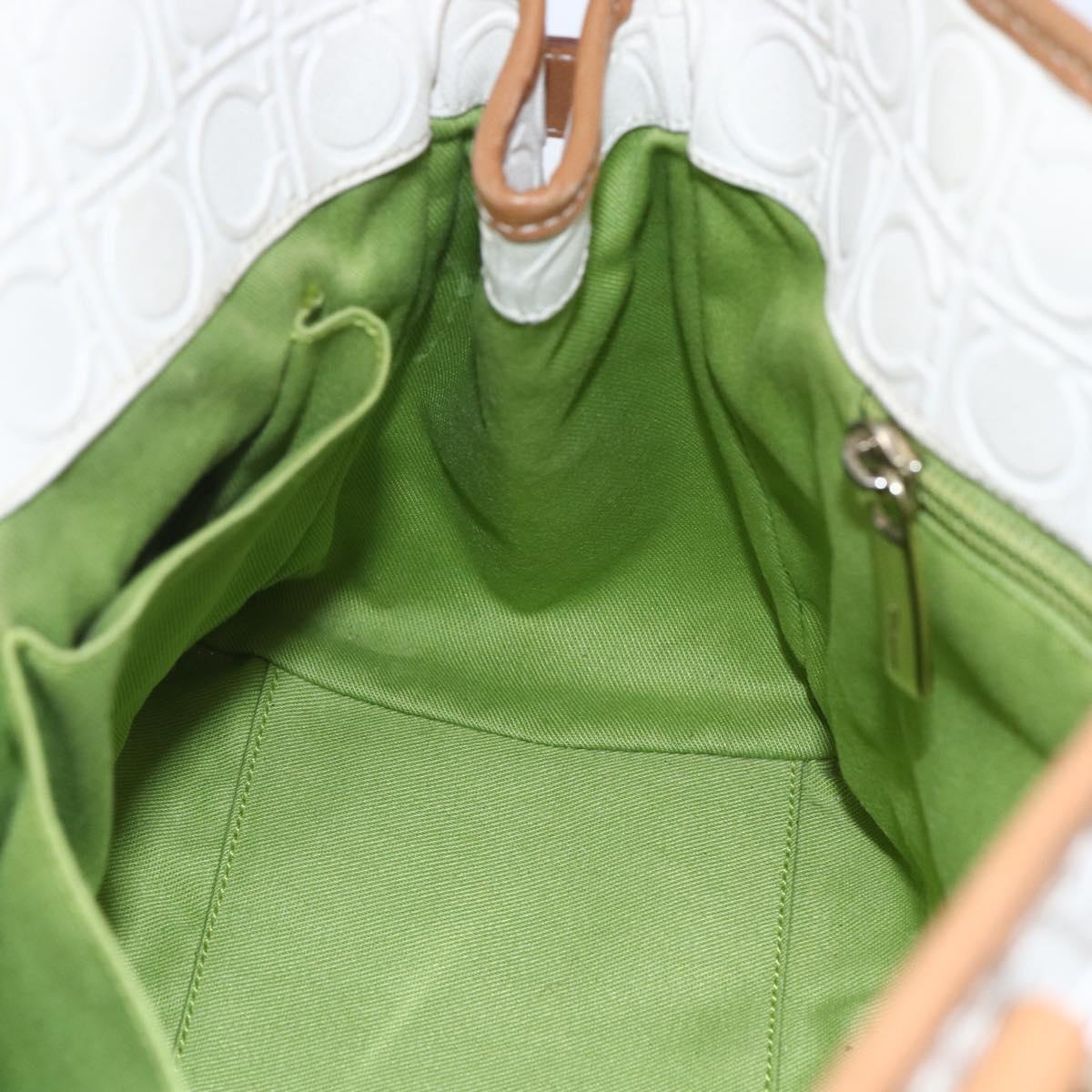 Salvatore Ferragamo Gancini Hand Bag Leather Ivory Gold Auth 147963