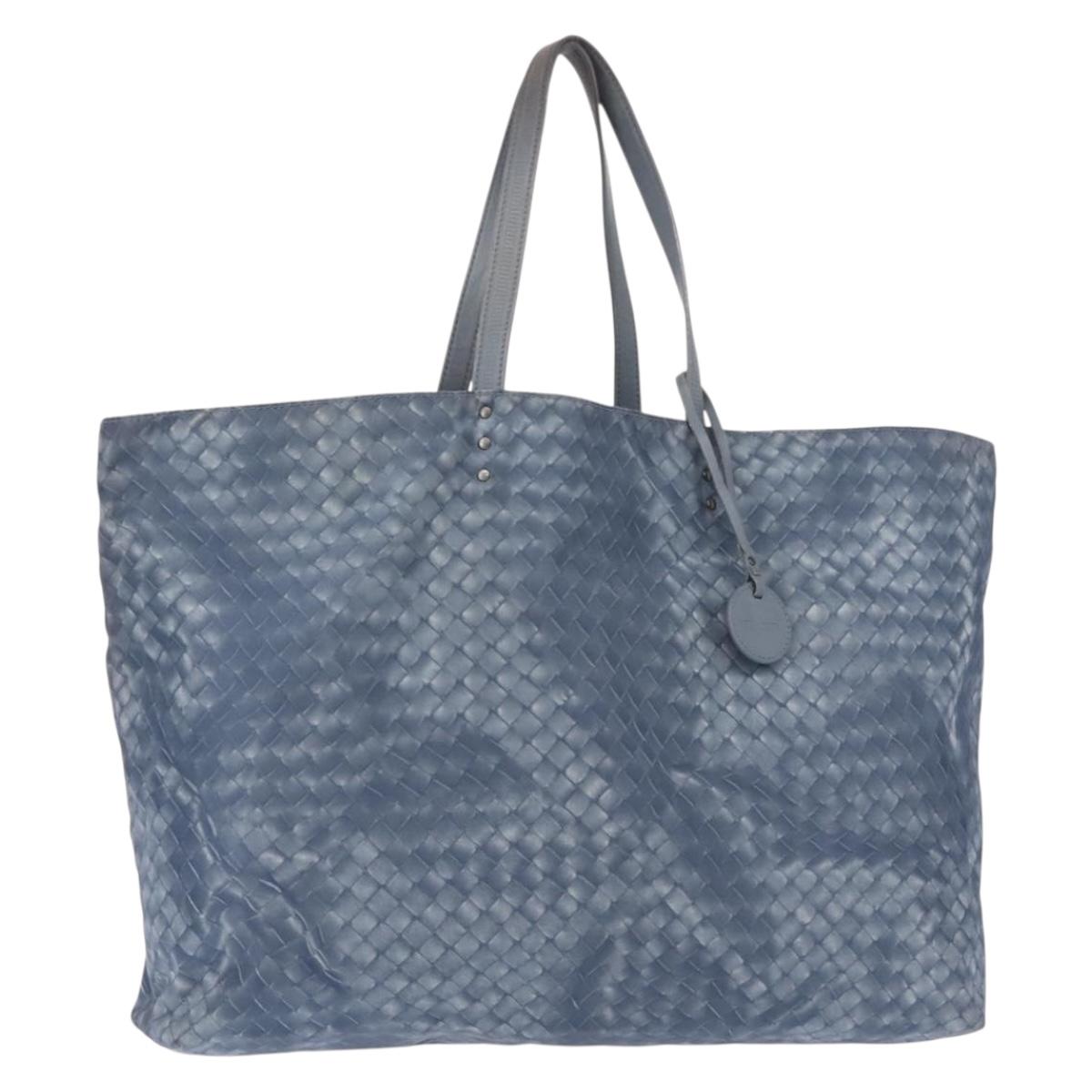 BOTTEGA VENETA INTRECCIATO Transcription Pattern Bag Nylon Blue Auth 147964
