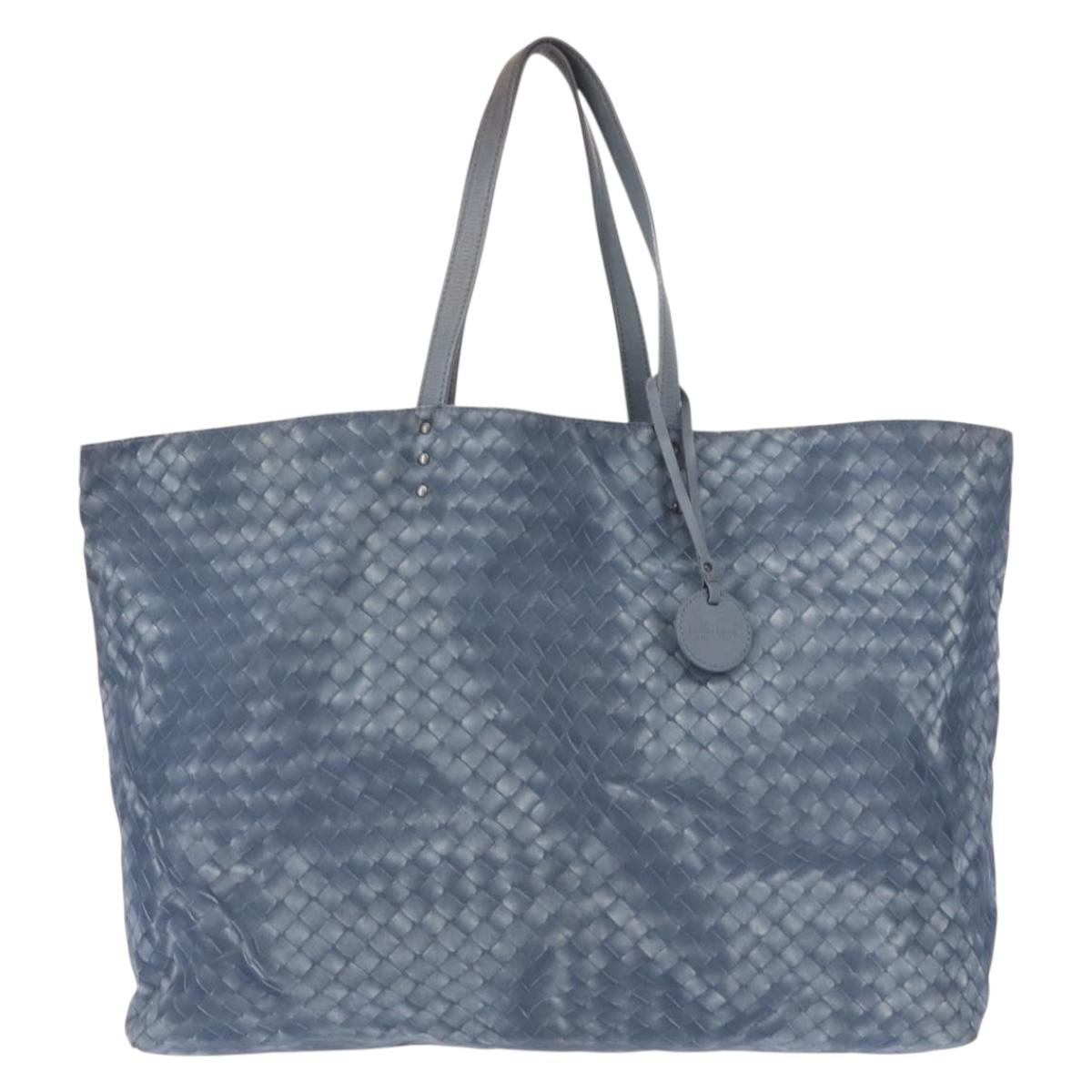BOTTEGA VENETA INTRECCIATO Transcription Pattern Bag Nylon Blue Auth 147964