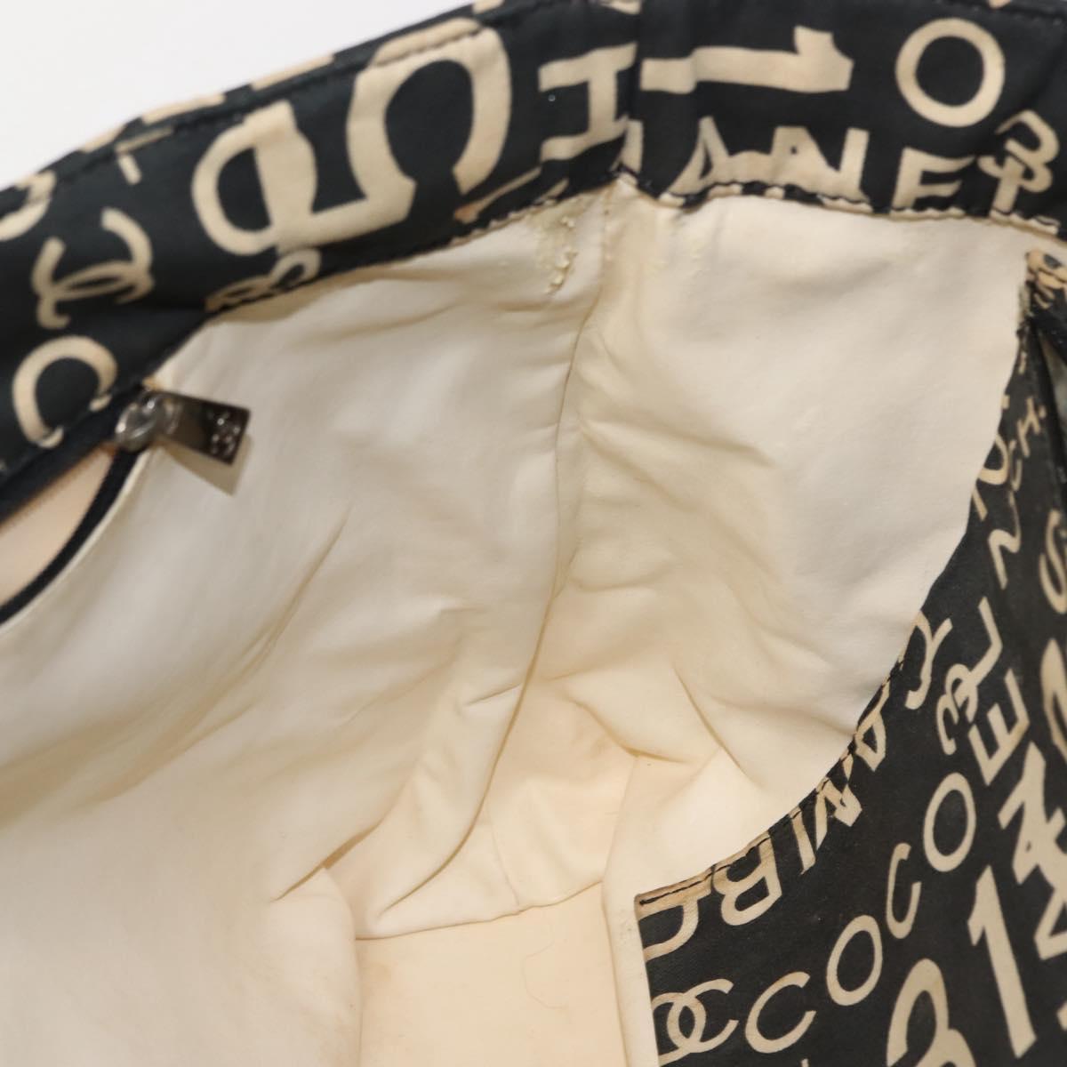 CHANEL Bysy Line Tote Bag Canvas Black CC Auth 147965