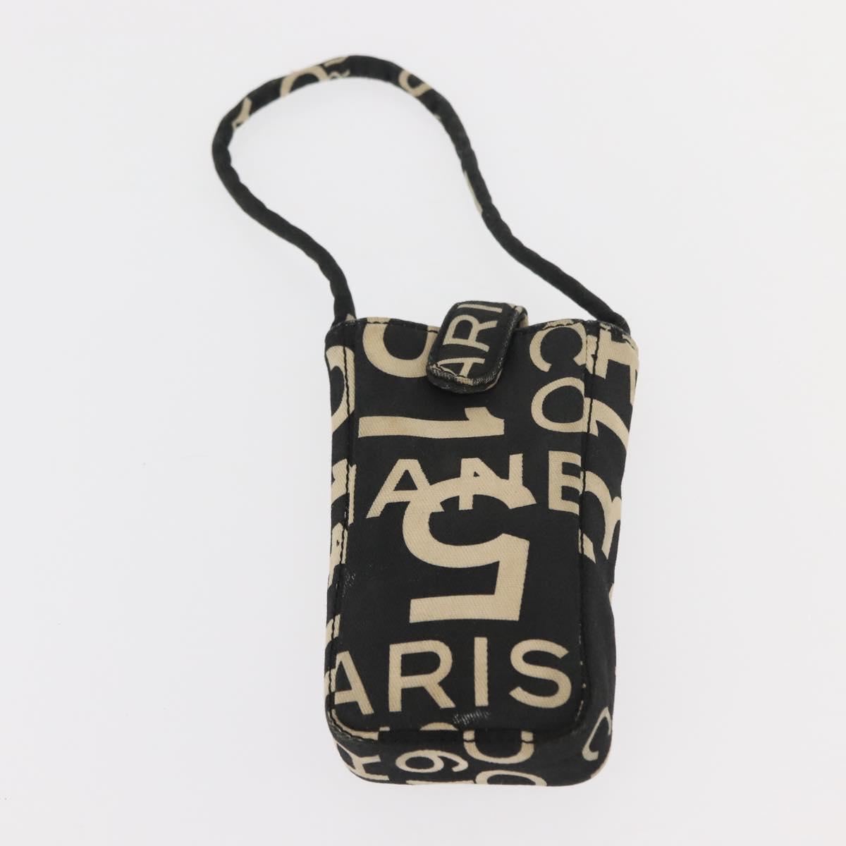 CHANEL Bysy Line Tote Bag Canvas Black CC Auth 147965