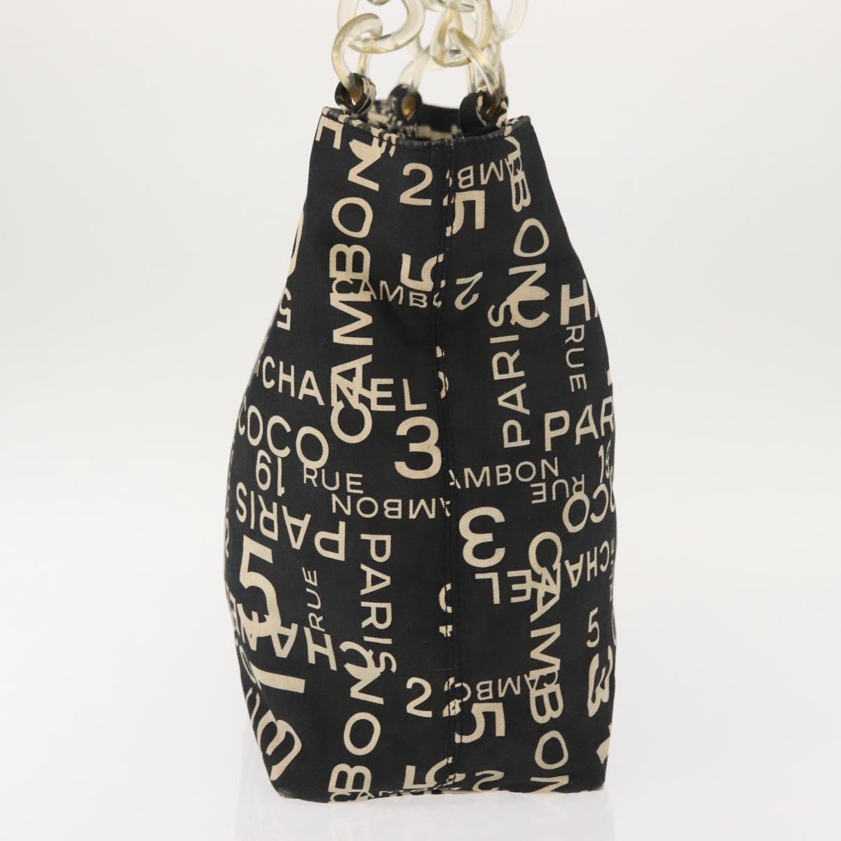 CHANEL Bysy Line Tote Bag Canvas Black CC Auth 147965