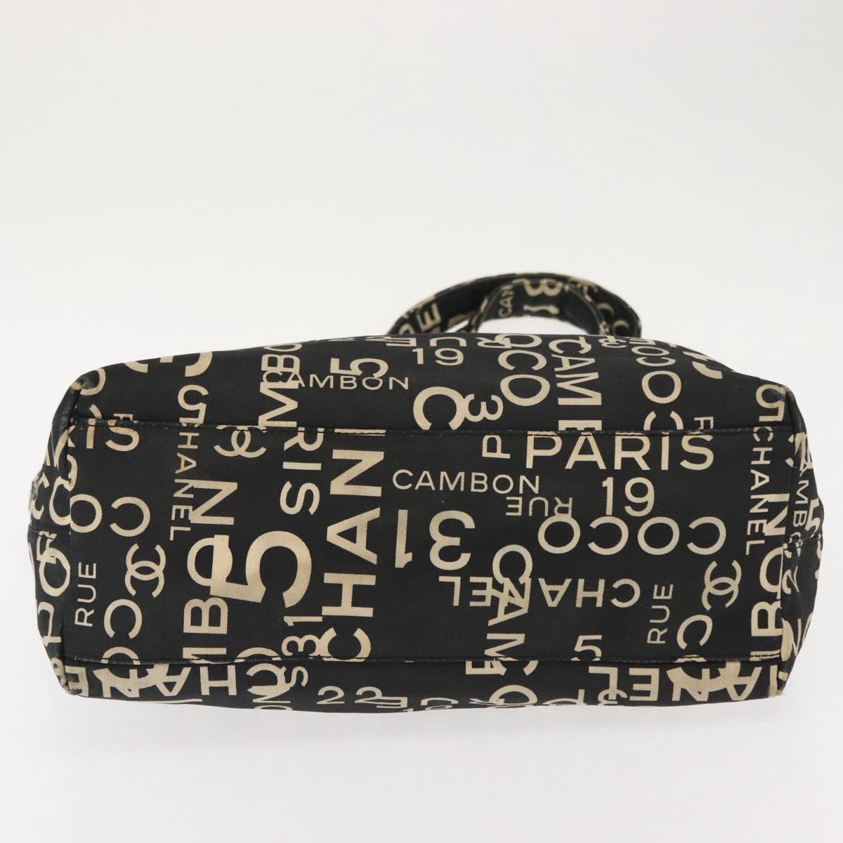 CHANEL Bysy Line Tote Bag Canvas Black CC Auth 147965