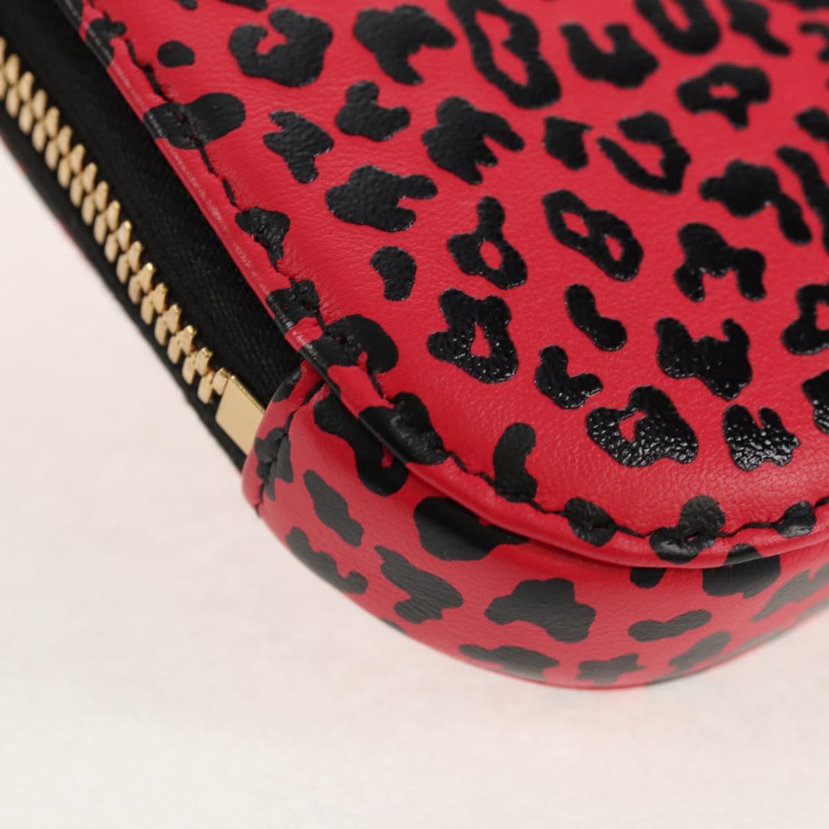 Christian Dior Chain Phone Pouch Leather 2way Red Gold Auth 147971M