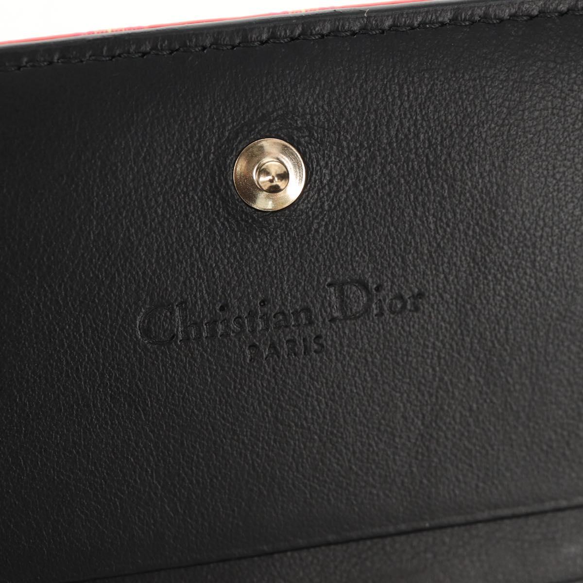 Christian Dior Compact Wallet Patent leather Red Gold Auth 147975M