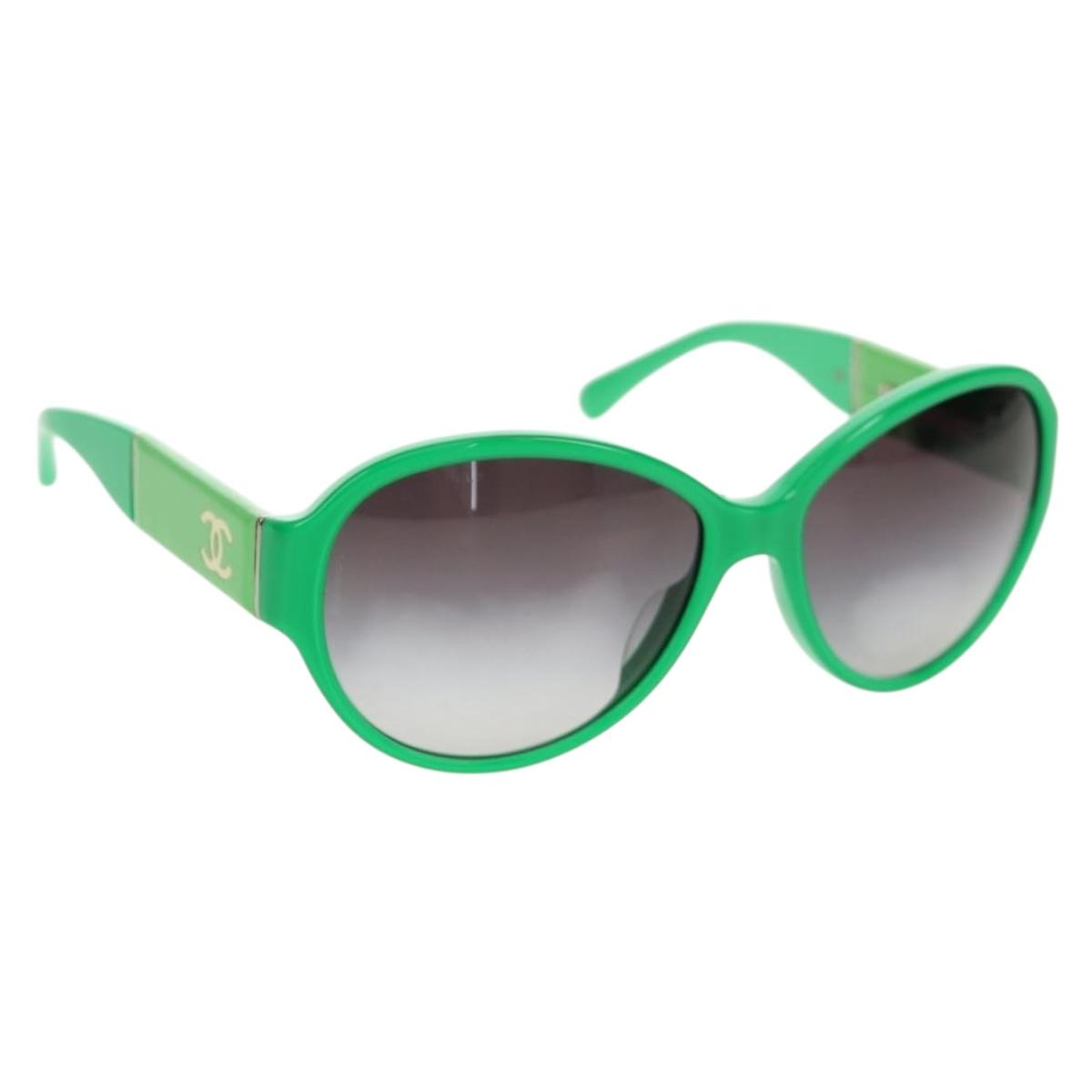 CHANEL COCO Mark Sunglasses Plastic Green 5229QA CC Auth 147976M