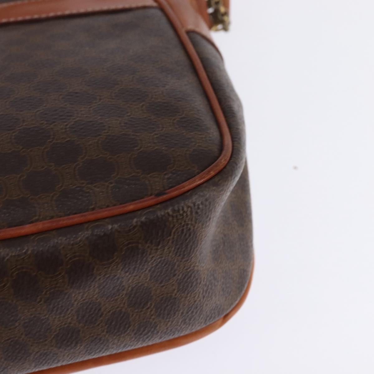 CELINE Macadam Canvas Circle Shoulder Bag PVC Leather Brown Gold Auth 147994