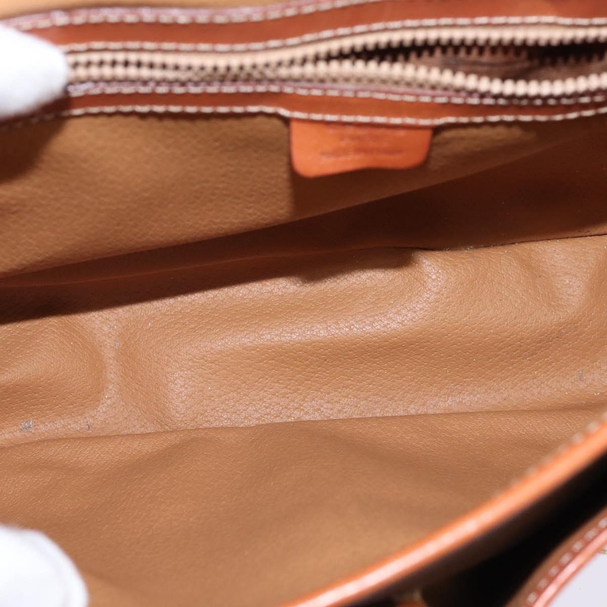 CELINE Macadam Canvas Circle Shoulder Bag PVC Leather Brown Gold Auth 147994