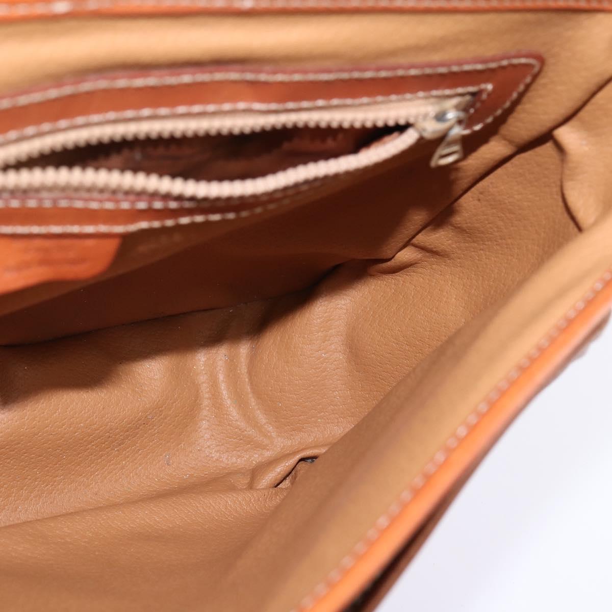 CELINE Macadam Canvas Circle Shoulder Bag PVC Leather Brown Gold Auth 147994