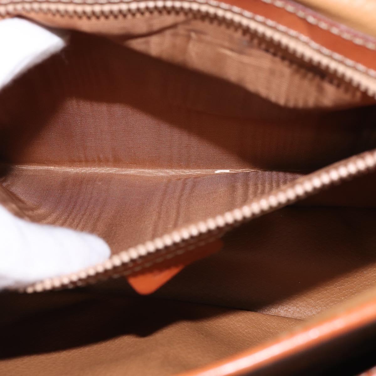 CELINE Macadam Canvas Circle Shoulder Bag PVC Leather Brown Gold Auth 147994