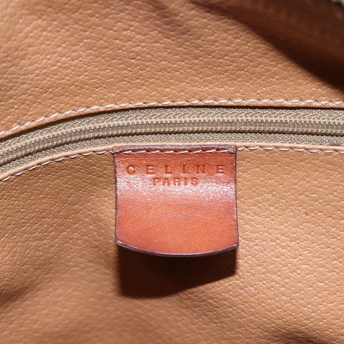 CELINE Macadam Canvas Boston Bag PVC Leather Brown Gold Auth 147995