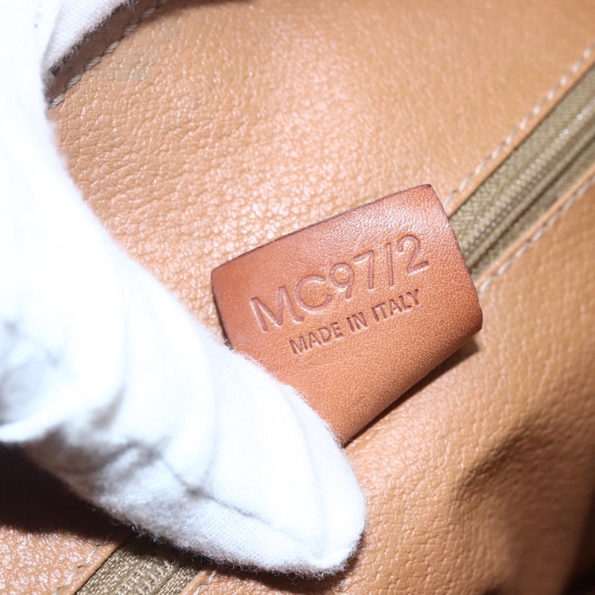 CELINE Macadam Canvas Boston Bag PVC Leather Brown Gold Auth 147995